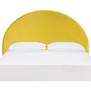 image:imageSAFAVIEH Home Collection Sunnira Mustard Velvet Channel Tufted Arched Queen Size HeadboardMustard Velvet