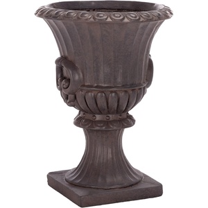 image:imageSAFAVIEH Outdoor  Arden Pedestal Planter Pot  Black Magnesium Oxide WeatherResistant Garden Urn with Drainage Hole for Patio Porch amp Entryway 11 W x 11 D x 154 H PAT5044EBrown