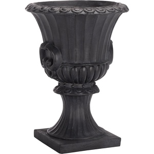 image:imageSAFAVIEH Outdoor  Arden Pedestal Planter Pot  Black Magnesium Oxide WeatherResistant Garden Urn with Drainage Hole for Patio Porch amp Entryway 11 W x 11 D x 154 H PAT5044EBlack
