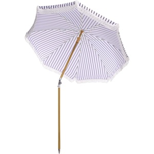 image:imageSAFAVIEH Outdoor  Bella 65 FT Beach Umbrella  Canopy with White Fringe Trim Tilt Function Aluminum Pole Weather Resistant for Beach Patio Garden PAT8504Black Stripe