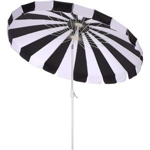 image:imageSAFAVIEH Outdoor  Buti 9 FT Patio Umbrella  Crank Lift Aluminum Frame with White Pole Weather Resistant for Deck Backyard Garden PAT8027Black StripedWhite