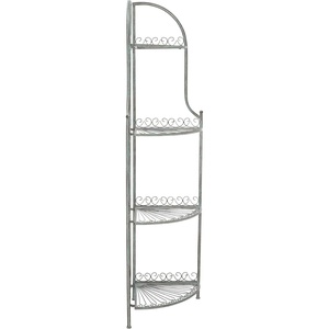 image:imageSAFAVIEH Outdoor Collection Abarrane Victorian Antique Dark Green Wrought Iron 4Tier Corner ShelfAntique Dark Green