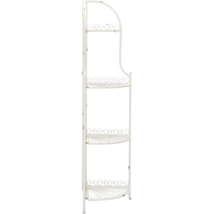 image:imageSAFAVIEH Outdoor Collection Abarrane Victorian Antique Dark Green Wrought Iron 4Tier Corner ShelfAntique White