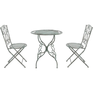 image:imageSAFAVIEH Outdoor Collection Semly Victorian Antique Dark Green Wrought Iron 3Piece Bistro SetAntique Dark Green