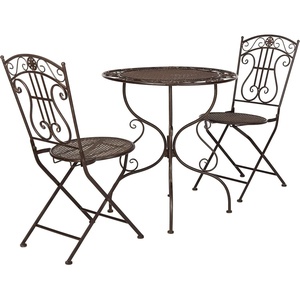 image:imageSAFAVIEH Outdoor Collection Semly Victorian Antique Dark Green Wrought Iron 3Piece Bistro SetUnearthed Rust