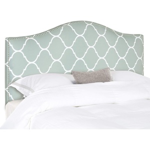 image:imageSafavieh Connie Grey White Diamond Camelback Headboard  Silver Nailhead FullBluestone