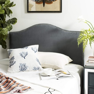 image:imageSafavieh Connie Grey White Diamond Camelback Headboard  Silver Nailhead FullGray