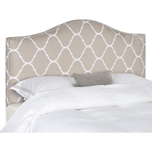 image:imageSafavieh Connie Grey White Diamond Camelback Headboard  Silver Nailhead FullPear Green