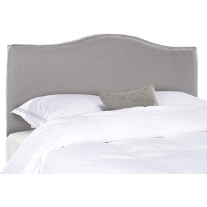 image:imageSafavieh Mercer Collection Jeneve OffWhite Linen Silver Nailhead Headboard KingArtic Grey