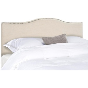 image:imageSafavieh Mercer Collection Jeneve OffWhite Linen Silver Nailhead Headboard KingOffWhite