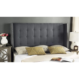 image:imageSafavieh Mercer Collection Keegan Grey Velvet Tufted Winged Headboard Queen