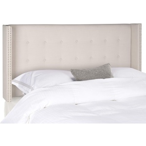 image:imageSafavieh Mercer Collection Keegan Parchment Linen Tufted Winged Headboard Queen Off OffWhiteTaupe