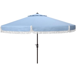 image:imageSafavieh PAT8008A Collection Milan Fringe Navy and White 9Ft Crank Outdoor Push Button Tilt UmbrellaBaby BlueWhite