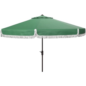 image:imageSafavieh PAT8008A Collection Milan Fringe Navy and White 9Ft Crank Outdoor Push Button Tilt UmbrellaHunter Green