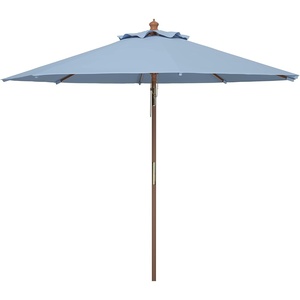image:imageSafavieh PAT8009A Collection Cannes Beige 9Ft Wooden Outdoor Umbrella 9FootBaby Blue