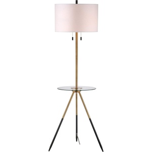 image:imageSAFAVIEH FLL4020A Home Collection Morrison Brass Gold and Black Side Table Floor Lamp