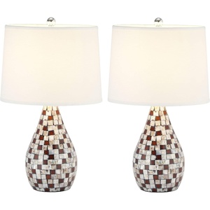 image:imageSAFAVIEH Lighting  Lauralie 205Inch Table Lamp Set of 2  Ivory  Shell Resin  Coastal Design  Ideal for Living Room Bedroom Entryway Home Office  LED Bulbs Included LIT4011ASET2Brown