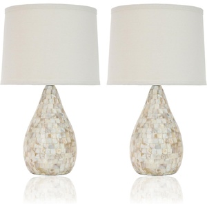 image:imageSAFAVIEH Lighting  Lauralie 205Inch Table Lamp Set of 2  Ivory  Shell Resin  Coastal Design  Ideal for Living Room Bedroom Entryway Home Office  LED Bulbs Included LIT4011ASET2Ivory