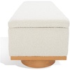 image:imageSAFAVIEH Couture Collection Vianna Light Brown VelvetWalnut Rectangle Storage BenchCreamNatural