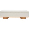 image:imageSAFAVIEH Couture Collection Vianna Light Brown VelvetWalnut Rectangle Storage BenchCreamNatural