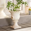 image:imageSAFAVIEH Outdoor  Arden OffWhite Pedestal Planter Pot Modern Magnesium Oxide WeatherResistant Garden Urn with Drainage Hole 11 W x 11 D x 154 H PAT5044AOff White