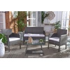 image:imageSAFAVIEH Outdoor Collection Aboka NaturalWhite Cushion 4Piece Conversation Patio Set PAT7505DGrey BrownWhite