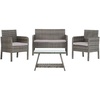 image:imageSAFAVIEH Outdoor Collection Aboka NaturalWhite Cushion 4Piece Conversation Patio Set PAT7505DGreyGrey