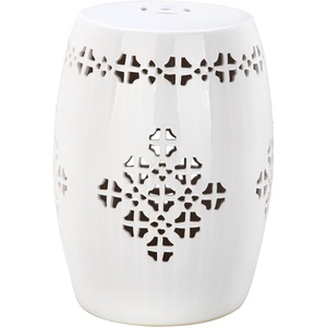 image:imageSAFAVIEH Home Collection Quatrefoil Orange Ceramic Decorative Indoor Outdoor Garden Stool Fully AssembledAntique White