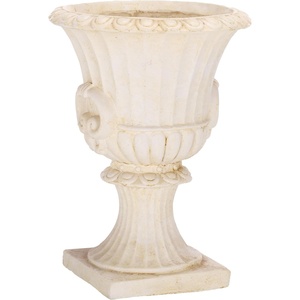 image:imageSAFAVIEH Outdoor  Arden OffWhite Pedestal Planter Pot Modern Magnesium Oxide WeatherResistant Garden Urn with Drainage Hole 11 W x 11 D x 154 H PAT5044AOff White