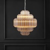 image:imageSAFAVIEH Couture Lighting Collection Adaline Art Deco NickelClear Glass Tiered Hanging Adjustable Chandelier Light Fixture LED Bulbs Included