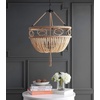 image:imageSAFAVIEH Lighting Collection  Whitley Bohemian Wooden Beaded Tassel 4Light Adjustable Pendant Chandelier Hanging Ceiling Fixture PND4085A