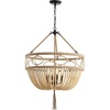 image:imageSAFAVIEH Lighting Collection  Whitley Bohemian Wooden Beaded Tassel 4Light Adjustable Pendant Chandelier Hanging Ceiling Fixture PND4085A