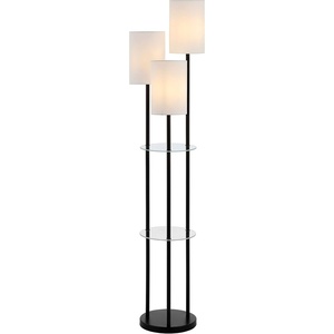 image:imageSAFAVIEH Lighting Collection Soren 63inch 3Light GlassBlack Iron Floor Lamp LED Bulb Included