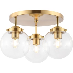 image:imageSAFAVIEH Lighting Collection Ginesta GoldClear Orb Flush Mount LED Bulbs Included
