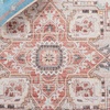 image:imageSAFAVIEH Washable Rug Tucson Collection  6 Round Red amp Blue Slip Resistant amp Easy to Clean Ideal for Living Room Bedroom Dining Space TSN913QLight RustBeige