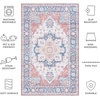 image:imageSAFAVIEH Washable Rug Tucson Collection  6 Round Red amp Blue Slip Resistant amp Easy to Clean Ideal for Living Room Bedroom Dining Space TSN913QRustBlue