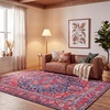 image:imageSAFAVIEH Washable Rug Tucson Collection  8 Round Navy amp Red Slip Resistant amp Easy to Clean Ideal for Living Room Bedroom Dining Space TSN121NNavyRed