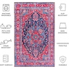 image:imageSAFAVIEH Washable Rug Tucson Collection  8 Round Navy amp Red Slip Resistant amp Easy to Clean Ideal for Living Room Bedroom Dining Space TSN121NNavyRed
