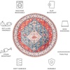 image:imageSAFAVIEH Washable Rug Tucson Collection  8 Square Beige amp Blue Slip Resistant amp Easy to Clean Ideal for Living Room Bedroom Dining Space TSN104BBeigeBlue