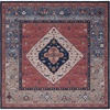 image:imageSAFAVIEH Washable Rug Tucson Collection  8 Square Rust amp Blue Slip Resistant amp Easy to Clean Ideal for Living Room Bedroom Dining Space TSN153P