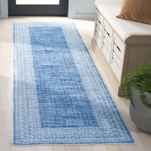image:imageSAFAVIEH Washable Rug Arizona Collection  4 x 6 Blue amp Ivory Slip Resistant amp Easy to Clean Ideal for Foyer Kitchen Nursery Office Bedroom ARZ303MBlueIvory