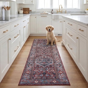 image:imageSAFAVIEH Washable Rug Tucson Collection  6 Square Rust amp Blue Slip Resistant amp Easy to Clean Ideal for Living Room Bedroom Dining Space TSN126PRustBlue