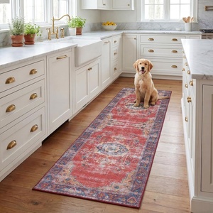 image:imageSAFAVIEH Washable Rug Tucson Collection  6 x 9 Red amp Navy Slip Resistant amp Easy to Clean Ideal for Living Room Bedroom Dining Space TSN161QRedNavy