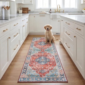 image:imageSAFAVIEH Washable Rug Tucson Collection  8 x 10 Blue amp Rust Slip Resistant amp Easy to Clean Ideal for Living Room Bedroom Dining Space TSN119MBlueRust