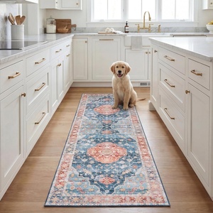 image:imageSAFAVIEH Washable Rug Tucson Collection  8 x 10 Blue amp Rust Slip Resistant amp Easy to Clean Ideal for Living Room Bedroom Dining Space TSN119MRustBlue