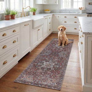 image:imageSAFAVIEH Washable Rug Tucson Collection  9 x 12 Red amp Navy Slip Resistant amp Easy to Clean Ideal for Living Room Bedroom Dining Space TSN176QRedNavy