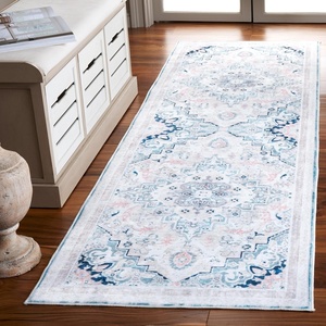 image:imageSafavieh Washable Rug Arizona Collection  6 Square Ivory amp Aqua Slip Resistant amp Easy to Clean Ideal for Living Room Bedroom Home Office Dining Space ARZ324AIvoryAqua