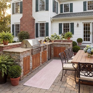 image:imageSAFAVIEH Washable Rug Outdoor Courtyard Collection  10 x 14 Grey NonShedding amp Easy Cleaning Ideal for Patio Backyard Mudroom CY852036811Soft Pink