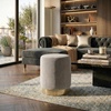 image:imageSAFAVIEH Couture Collection  Elsworth Burgundy Velvet Ottoman with Brass Base Modern Accent Seat Fully Assembled SFV3558HLight GreyBrass