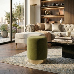 image:imageSAFAVIEH Couture Collection  Elsworth Burgundy Velvet Ottoman with Brass Base Modern Accent Seat Fully Assembled SFV3558HOlive GreenBrass